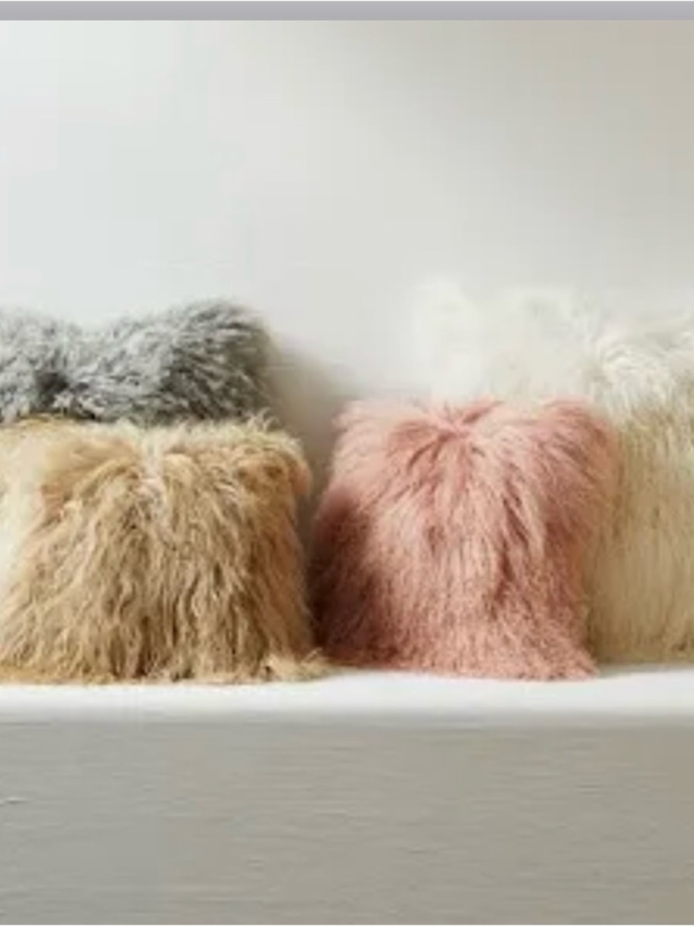 West Elm Mongolian Lamb pillow cover  sand